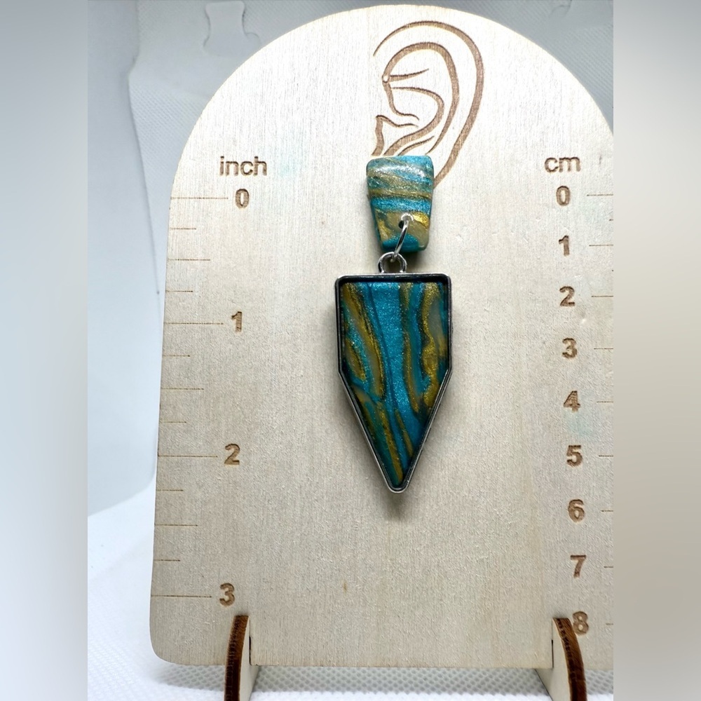 Artistic Blue and Gold Pendant - Picture 3 of 3